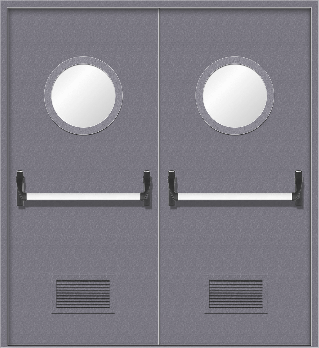 Двупольная противопожарная дверь с антипаникой и вентиляцией EIW 30