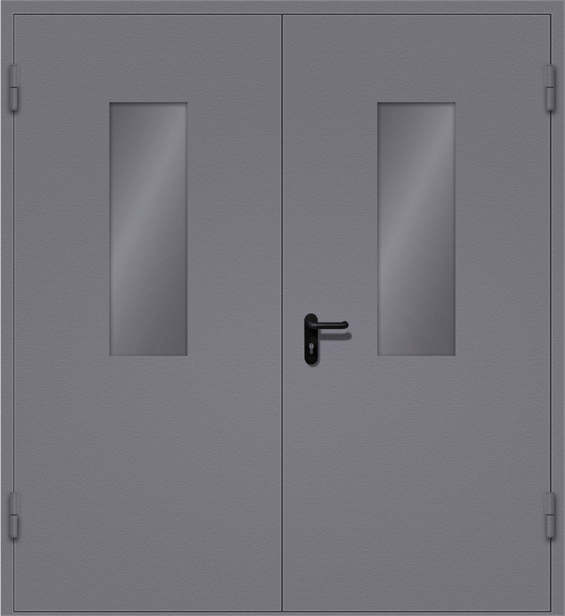 Двупольная тамбурная дверь с двумя узкими стеклами