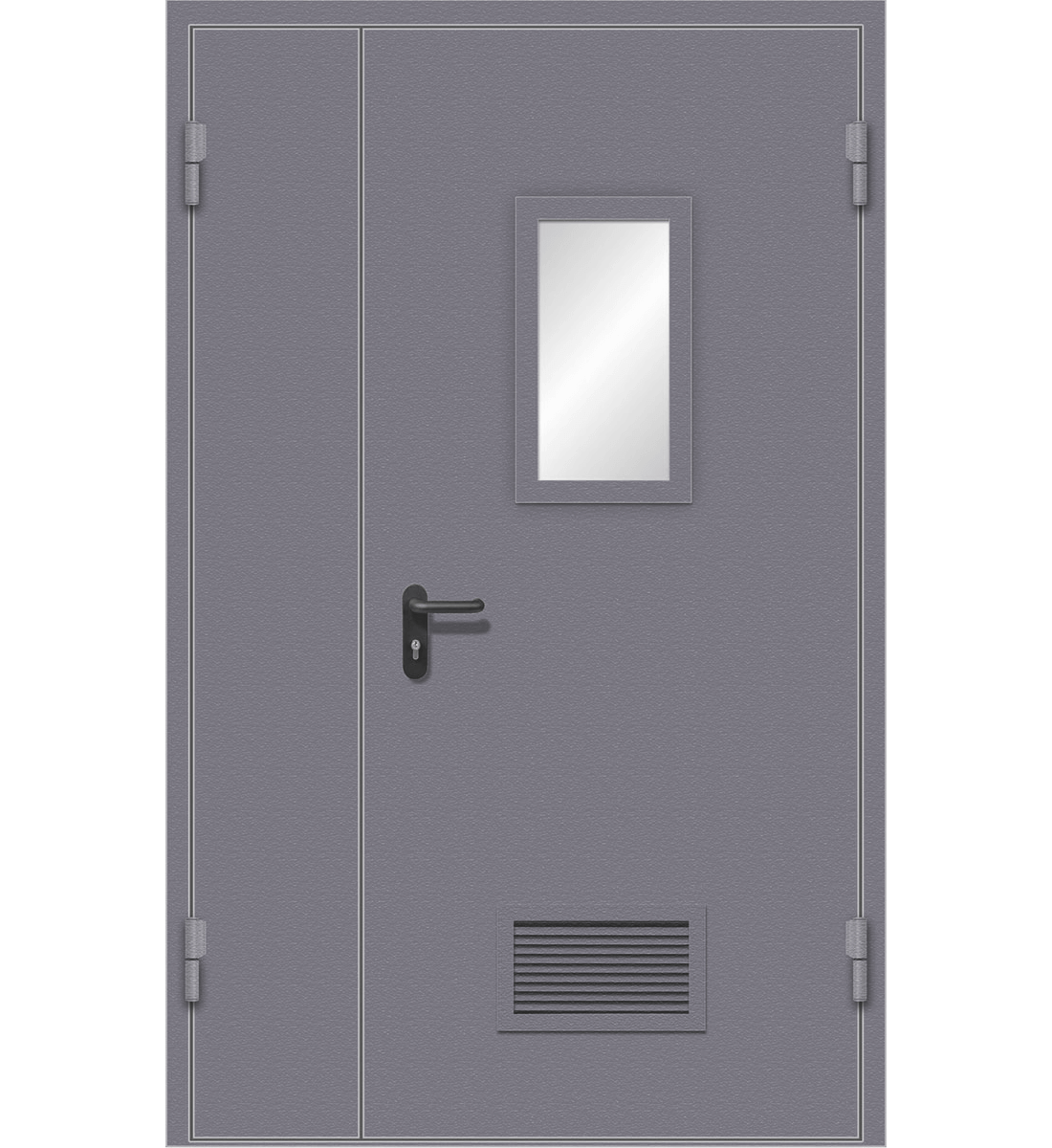 Полуторная противопожарная дверь с вентиляцией EIWS 60
