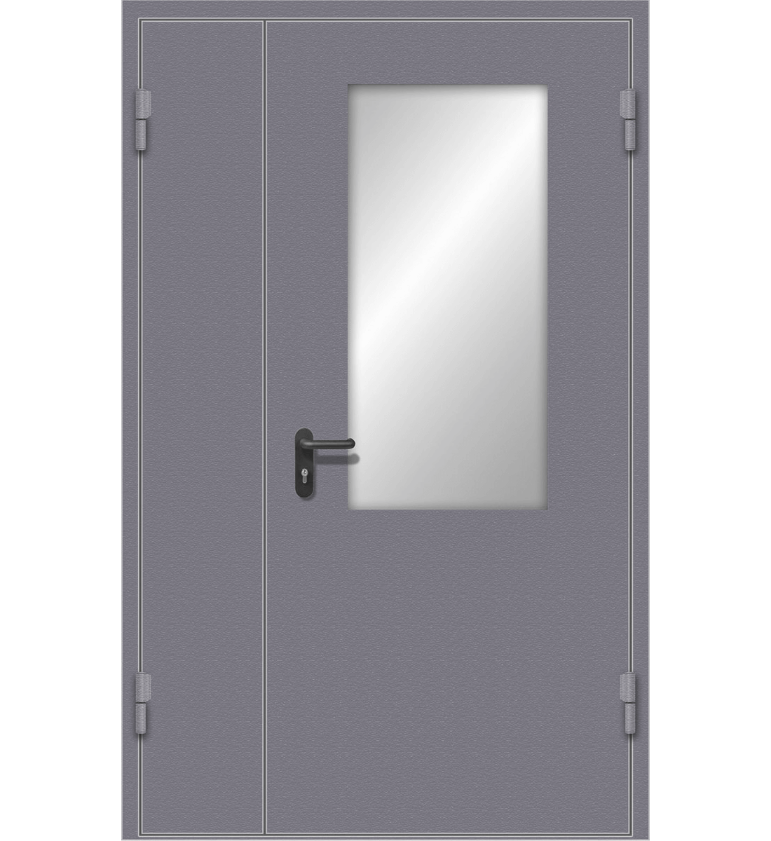 Техническая дверь полуторная со стеклом