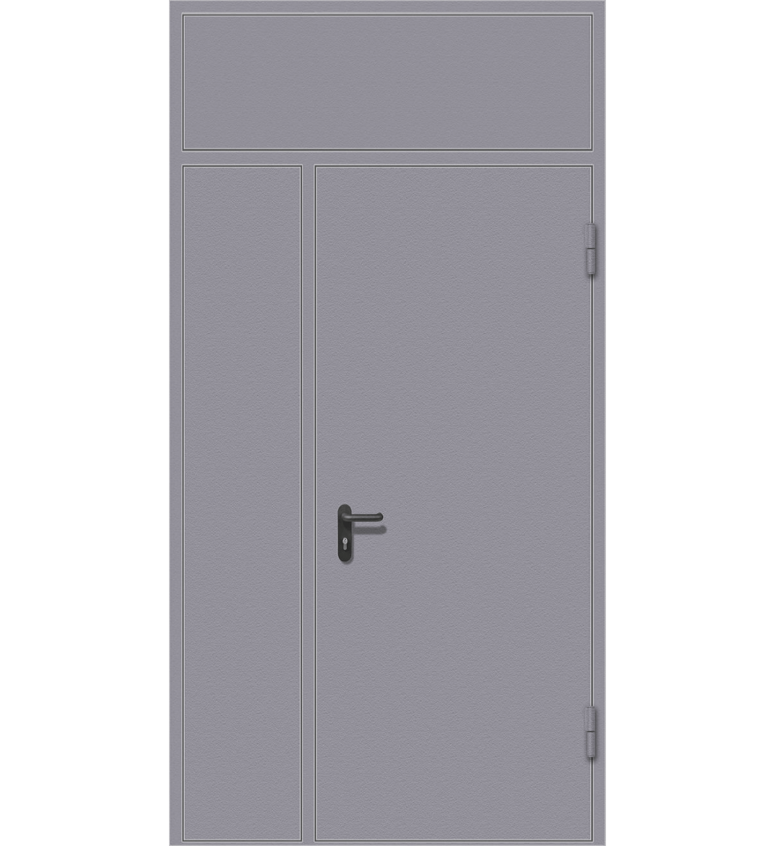 Однопольная дверь с верхней и боковой фрамугой EI 30