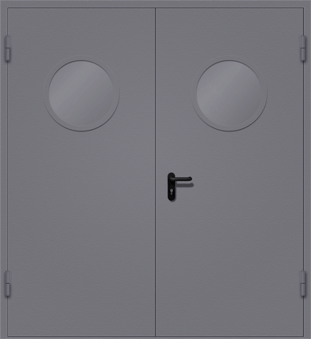 Тамбурная двупольная дверь с круглым окошком, фото 88