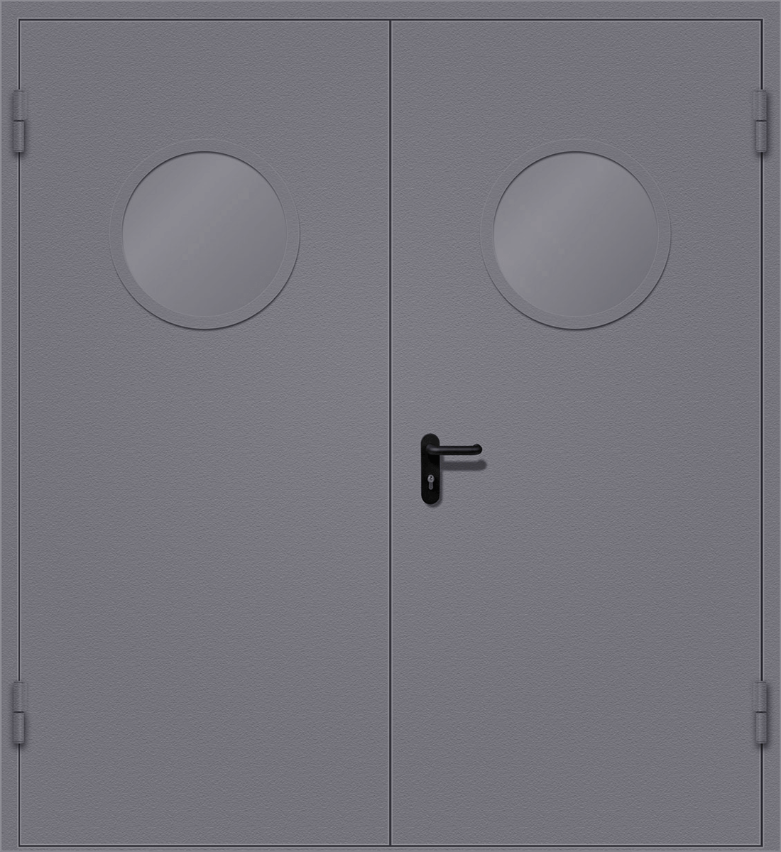 Тамбурная двупольная металлическая дверь с круглыми окнами